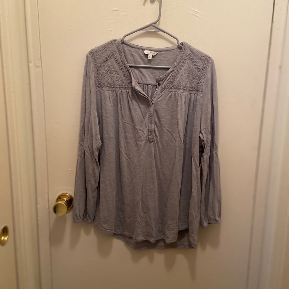 Lucky Brand Grey 3/4 Puff Sleeve